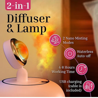 Flame Light Aroma Diffuser – 3D Fire Effect Humidifier with LED Night Light, Cool Mist Ultrasonic Aroma Diffuser for Home & Office