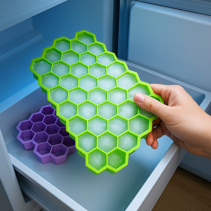 Honeycomb Silicone Ice Cube Tray – Flexible Hexagon Ice Mold for Freezer, Easy Release-2Pcs