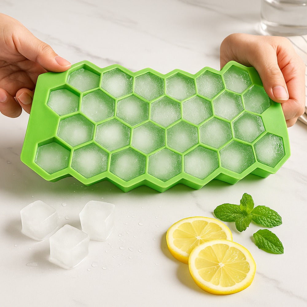 Honeycomb Silicone Ice Cube Tray – Flexible Hexagon Ice Mold for Freezer, Easy Release-2Pcs