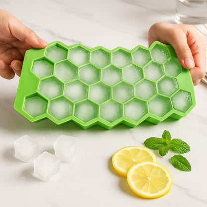 Honeycomb Silicone Ice Cube Tray – Flexible Hexagon Ice Mold for Freezer, Easy Release-2Pcs