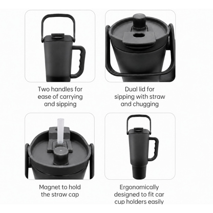 Large Capacity Stainless Steel Tumbler Cup with Ergonomic Handle