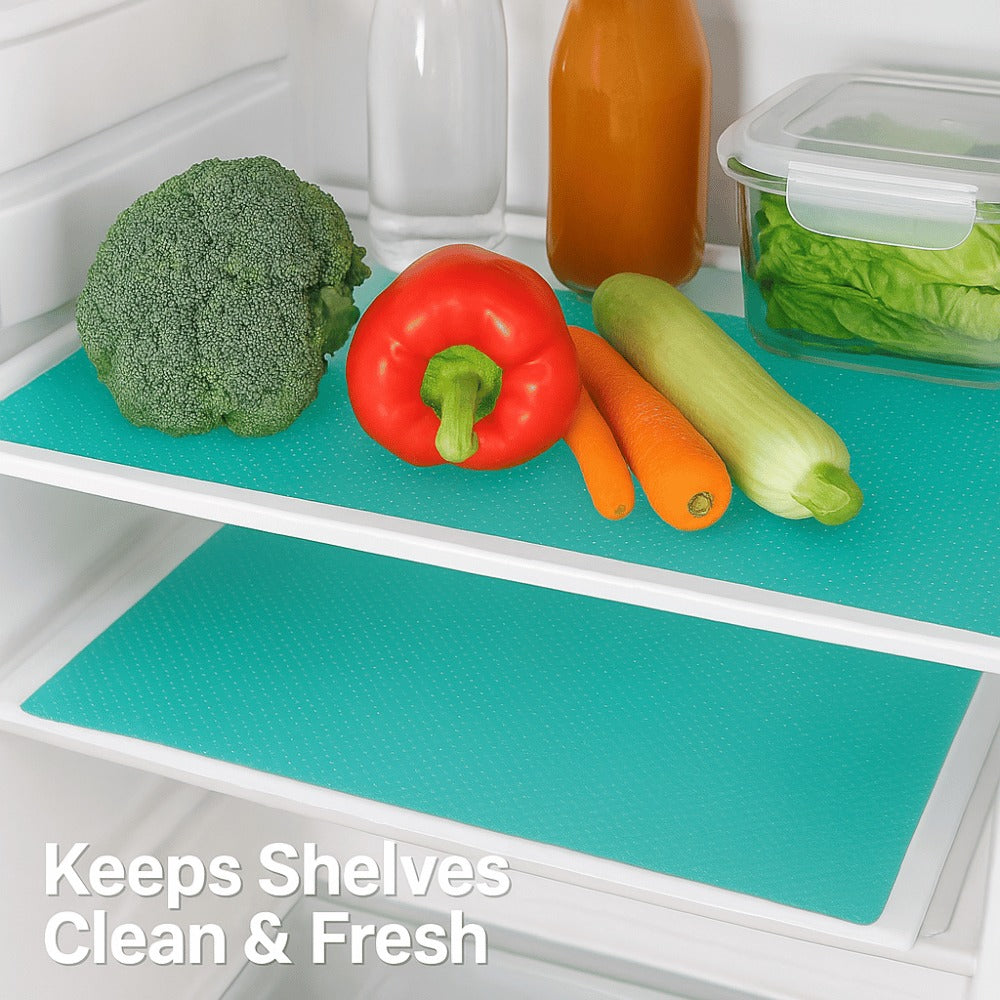 Refrigerator Shelf Mats – Non-Slip, Washable, Anti-Bacterial Fridge Liners (Set of 4, Multi-Use)