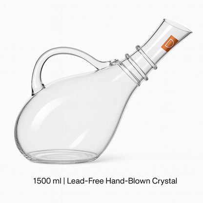 1500 ml Lead-Free Hand-Blown Crystal Wine Decanter with Elegant Curved Handle – Premium Bar & Party Glassware