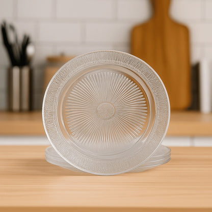 Blinkmax Premium Glass Plate Set – 6 Pieces | Lead-Free Transparent Dinner & Snack Serving Plates | Elegant Round Glassware for Home, Restaurant & Gifting | Dishwasher Safe, 7-Inch Crystal Design Plates