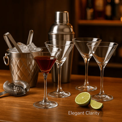 Crystal Clear Martini Glass Set of 4 – 250 ml | Premium Cocktail & Margarita Glasses