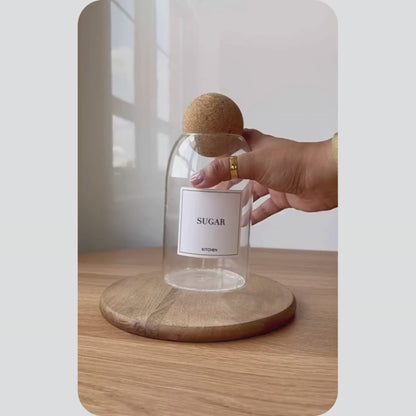 Echou 3-Piece Ribbed Borosilicate Glass Bottle Set with Airtight Cork Lids – 600ml, 800ml, and 1200ml